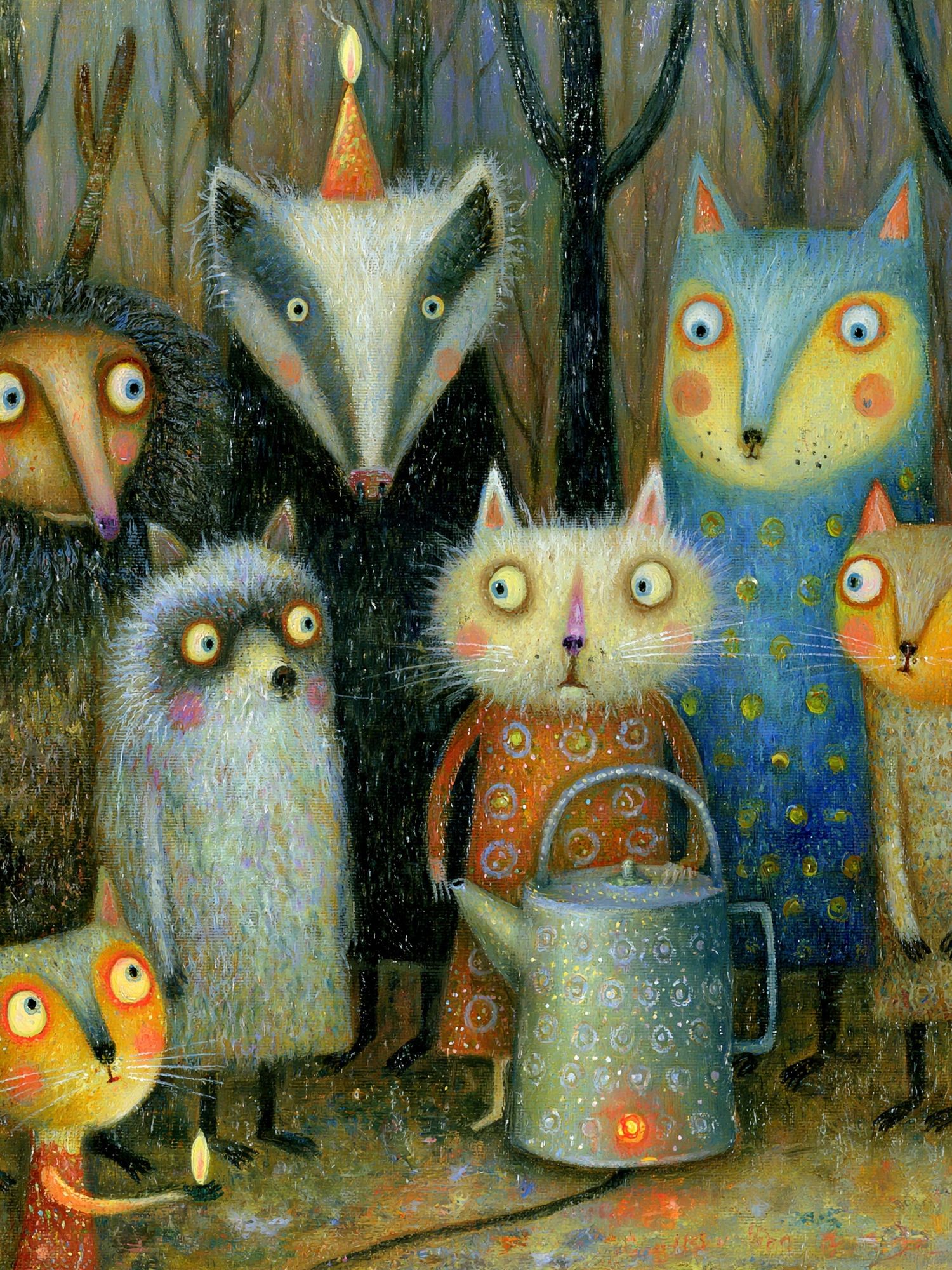 Whimsical Cats Party Poster. poster detail