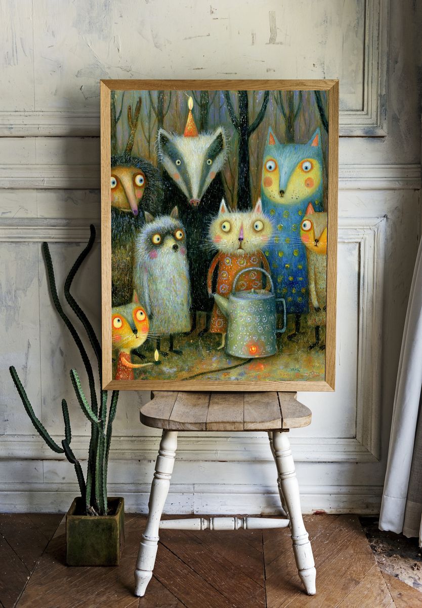 Whimsical Cats Party Poster. — room view 1