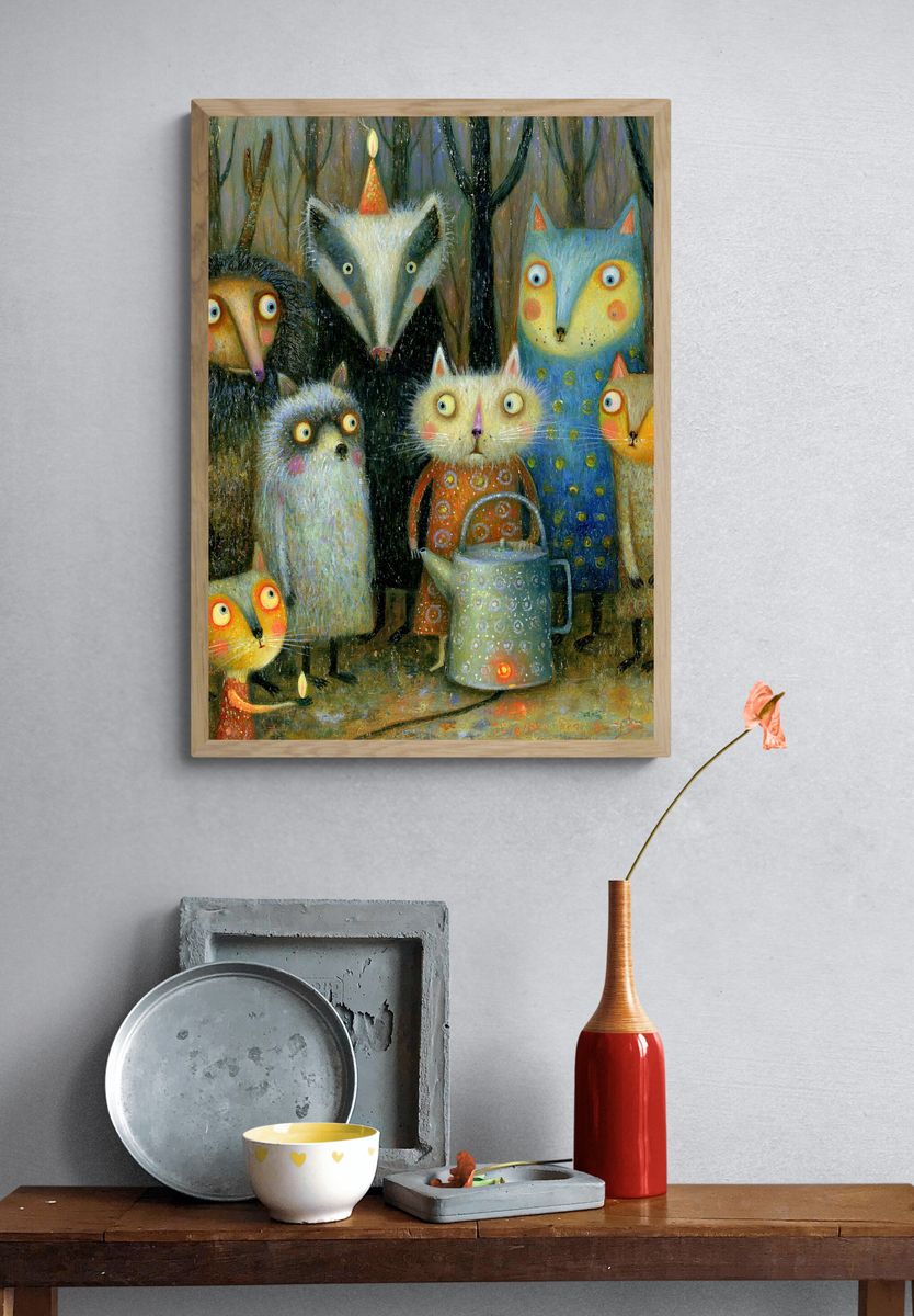 Whimsical Cats Party Poster. — room view 3