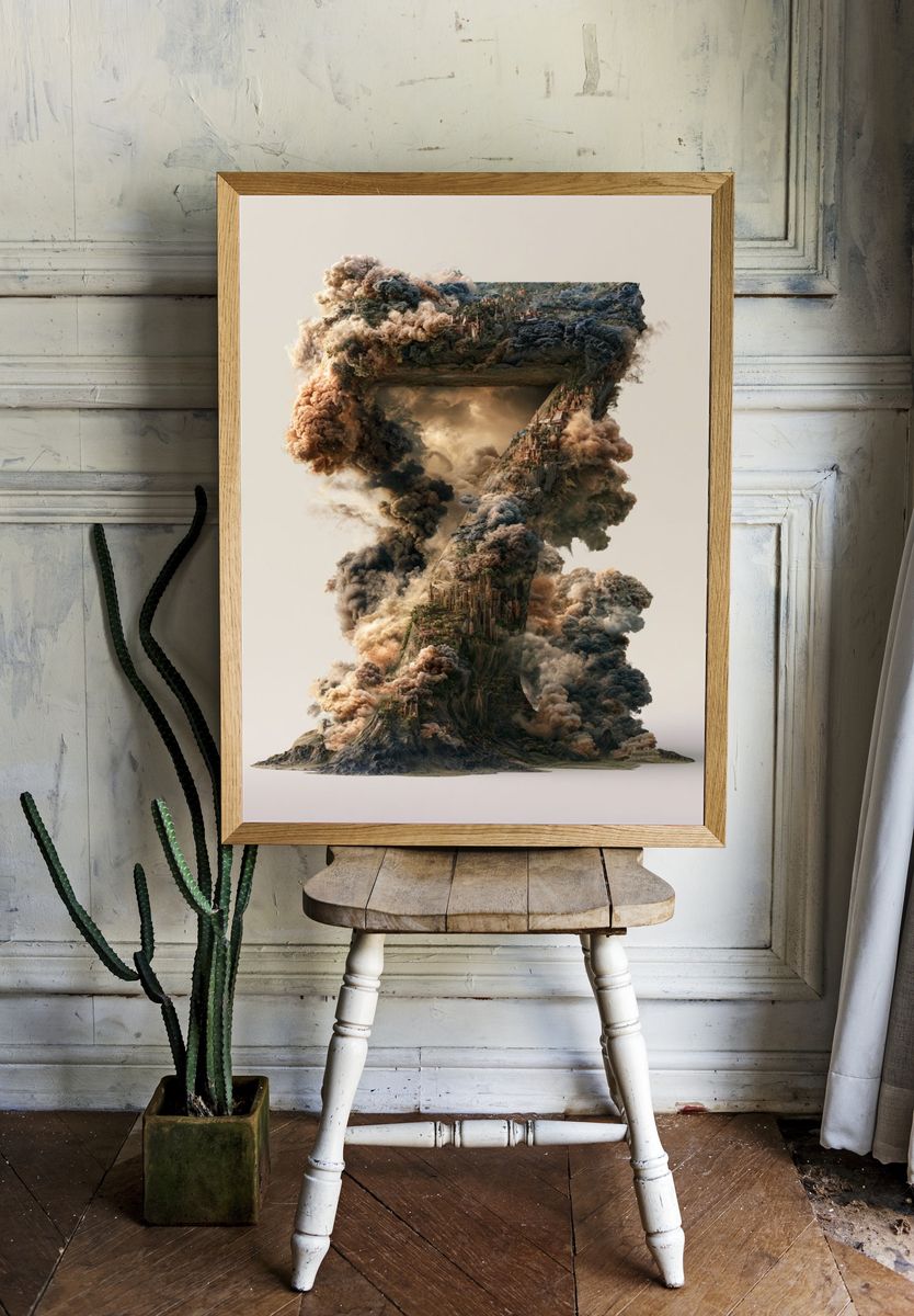 Surreal Smoke Monolith Fine-Art Print. room preview