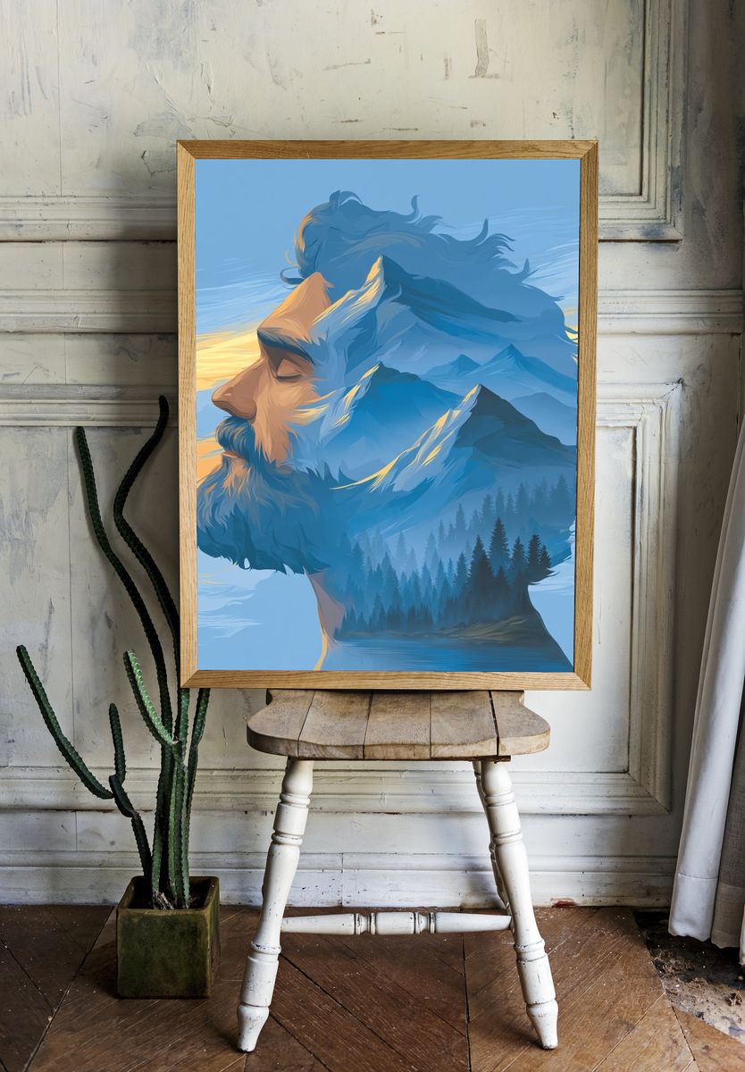 Mountain Spirit Portrait Print. room preview