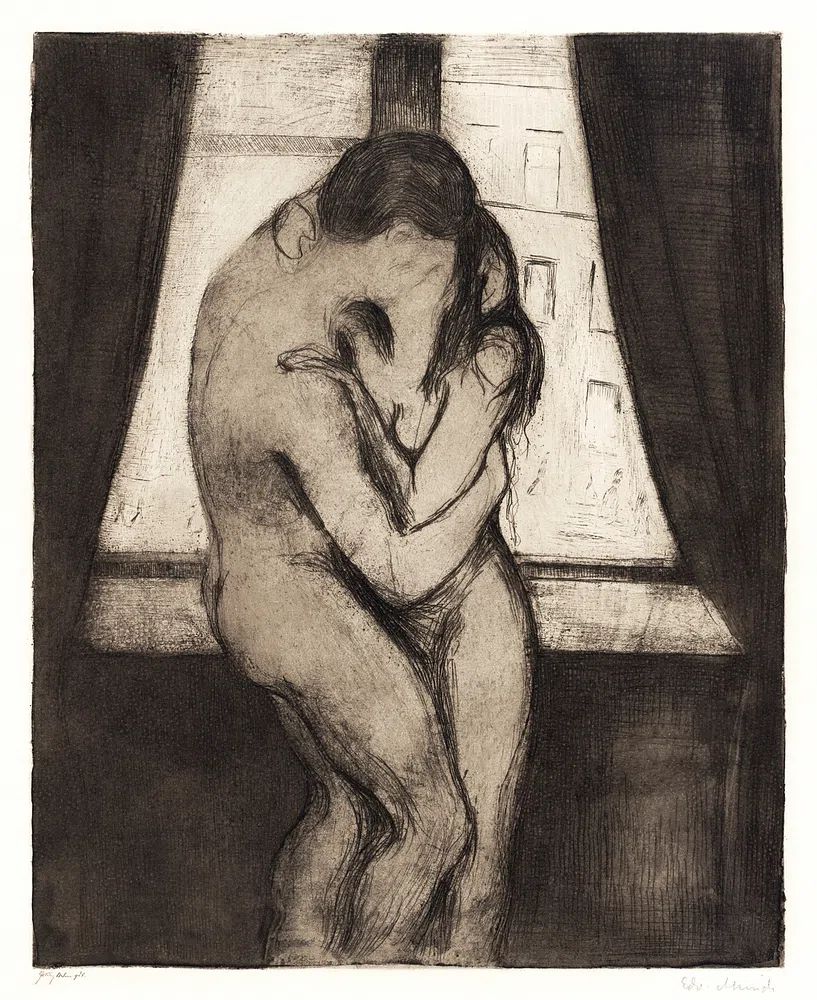 Kiss (1895) Edvard Munch. poster — fine-art art