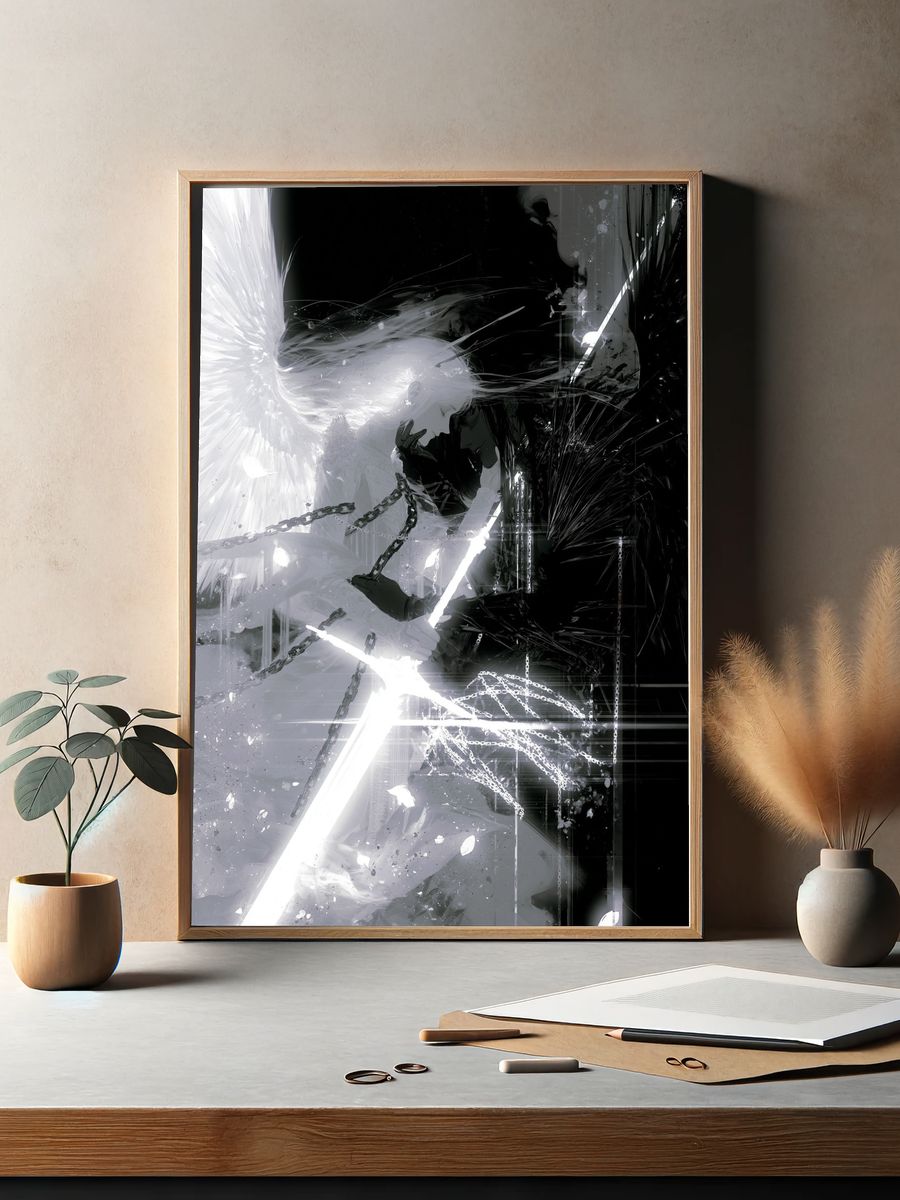 Monochrome Surreal Figure Print. — room view 2