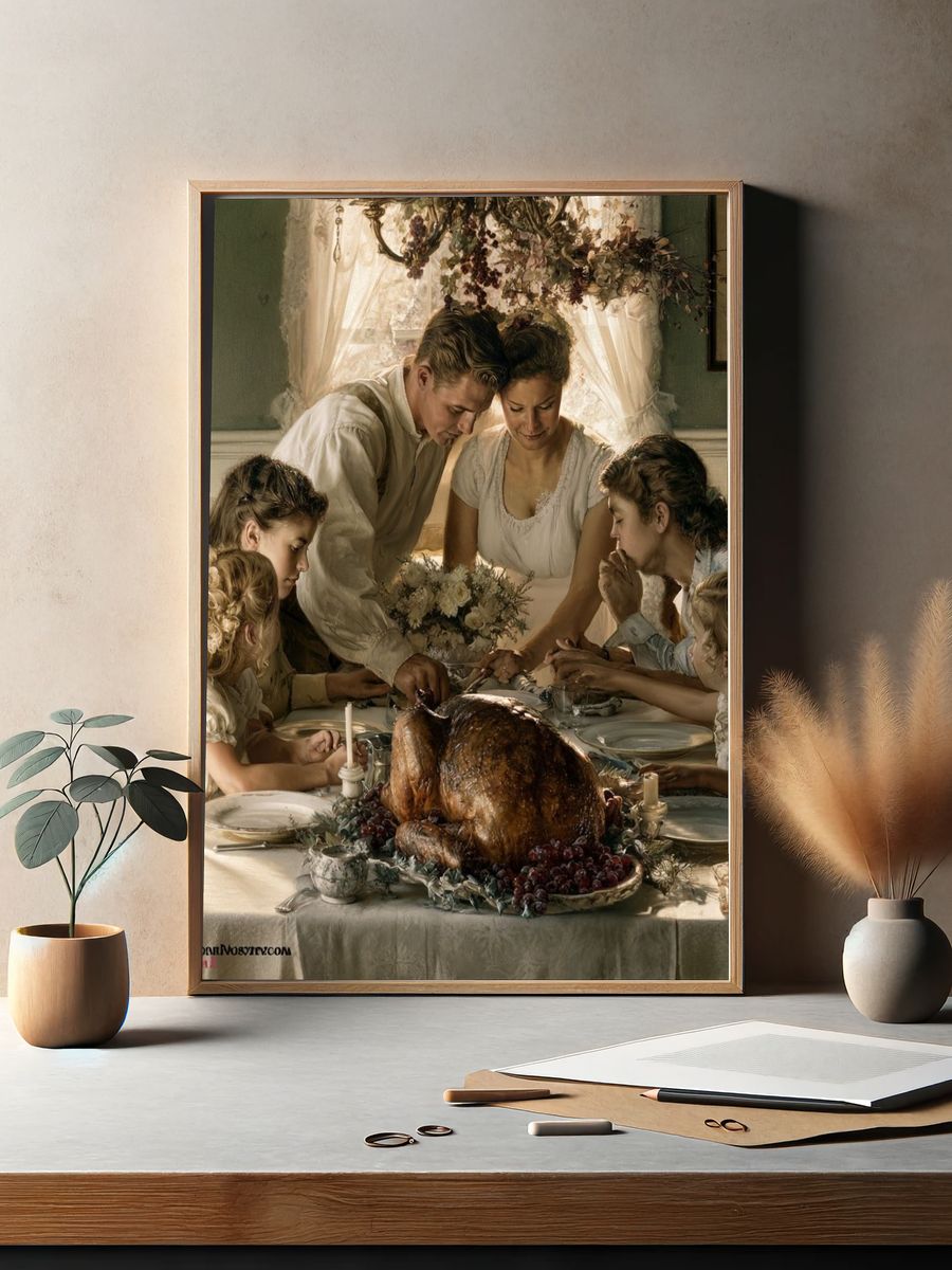Thanksgiving Family Dinner — Fine-Art Print. — room view 2