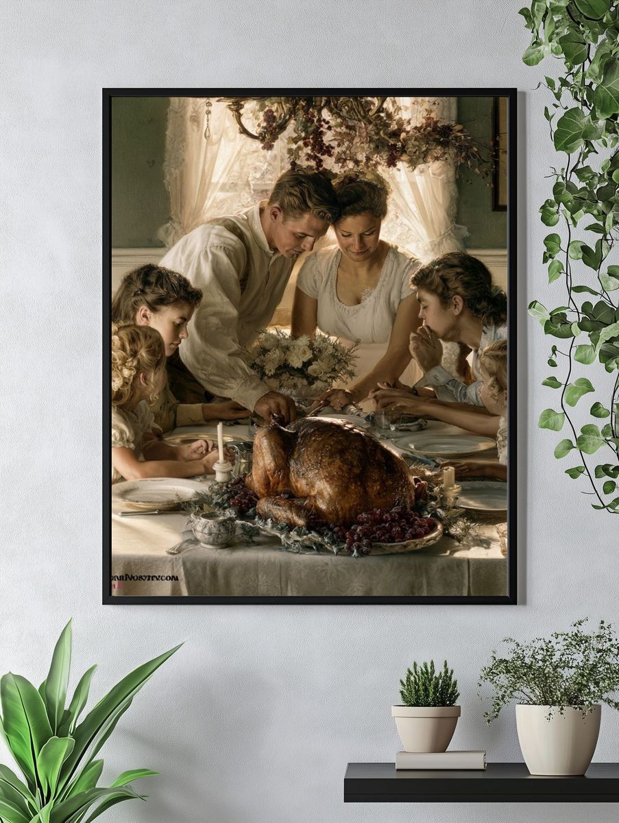 Thanksgiving Family Dinner — Fine-Art Print. — room view 4