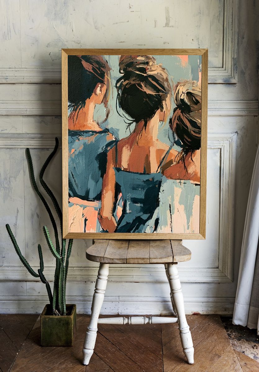 Three Women Abstract Figure Poster. — room view 1