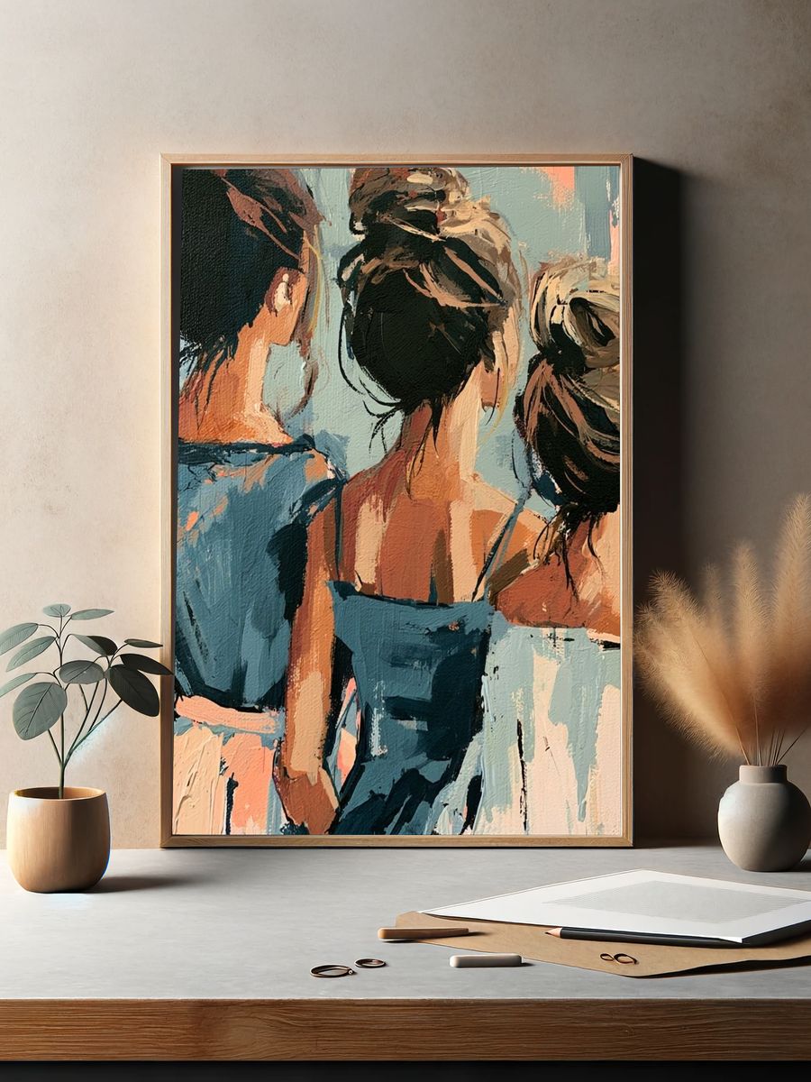 Three Women Abstract Figure Poster. — room view 2