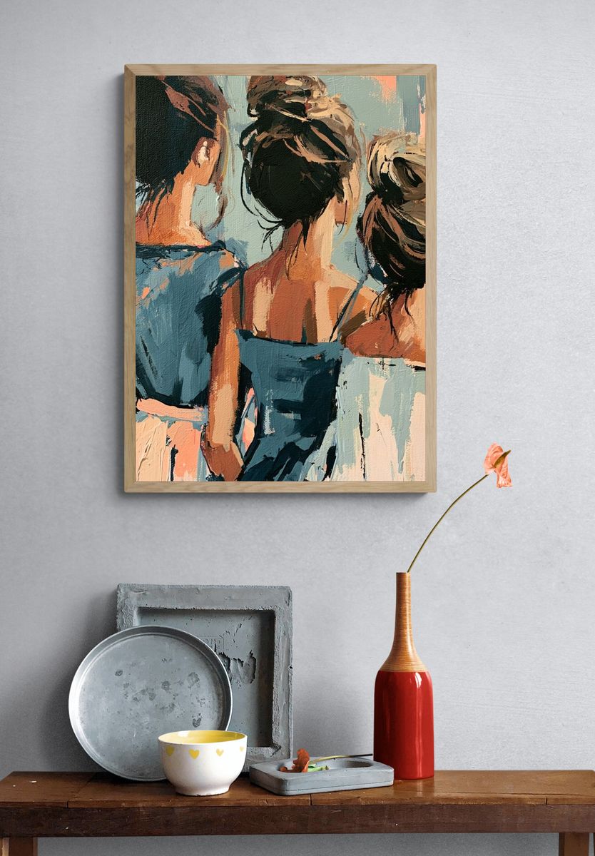 Three Women Abstract Figure Poster. — room view 3