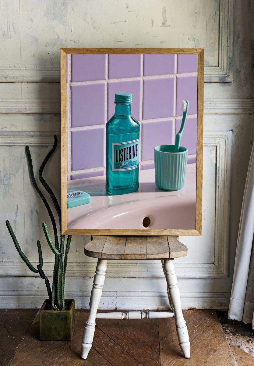 Pastel Bathroom Still Life Poster. — room view 1