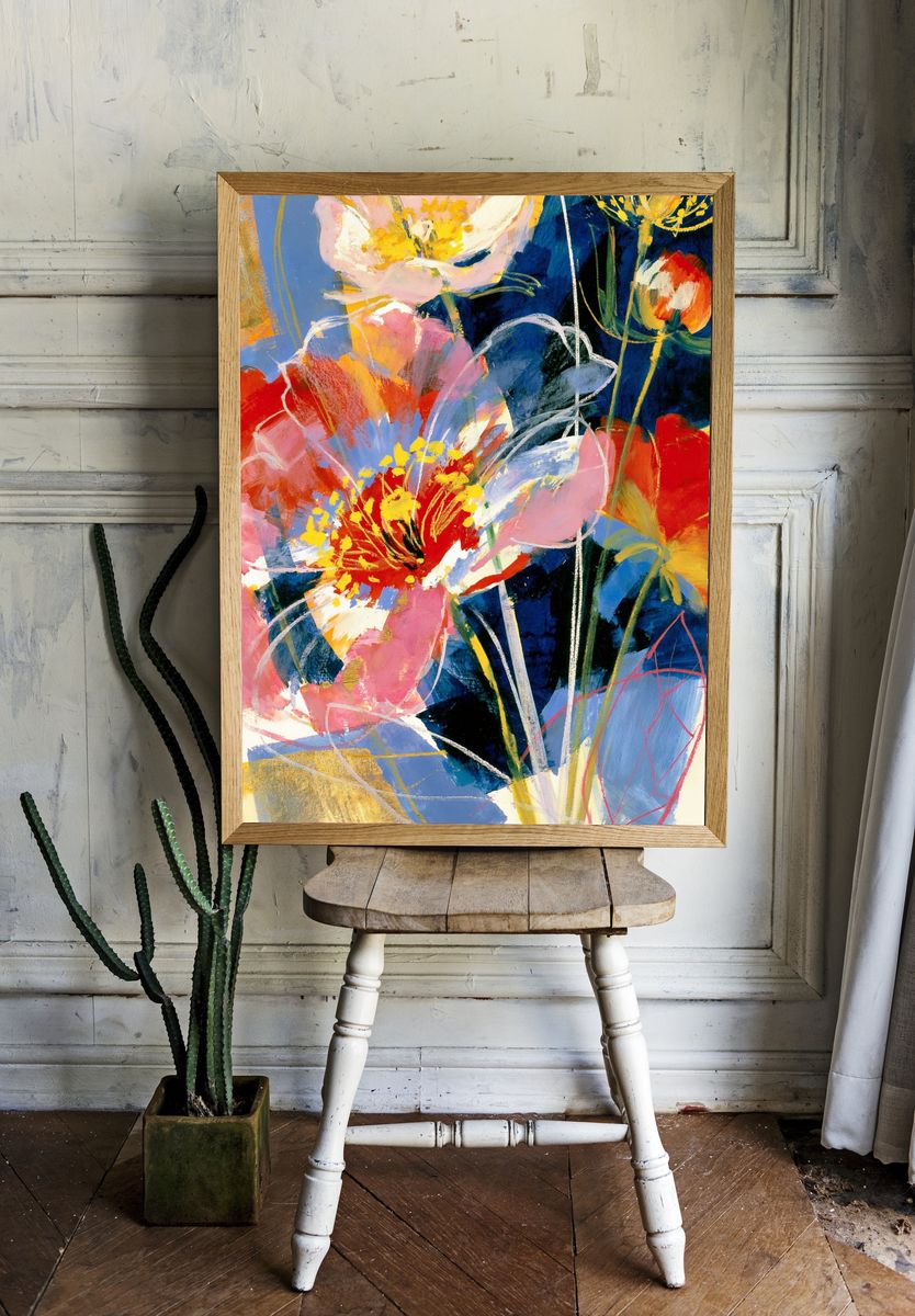 Abstract Floral Expressionism Poster. — room view 1
