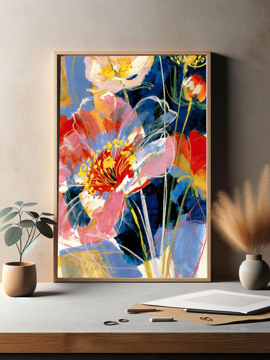 Abstract Floral Expressionism Poster. — room view 2