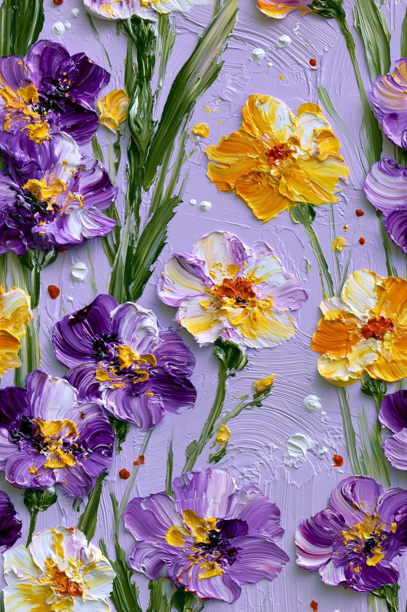 Lavender Floral Impasto Poster. poster detail