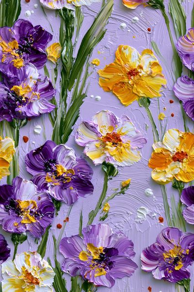 Lavender Floral Impasto Poster.