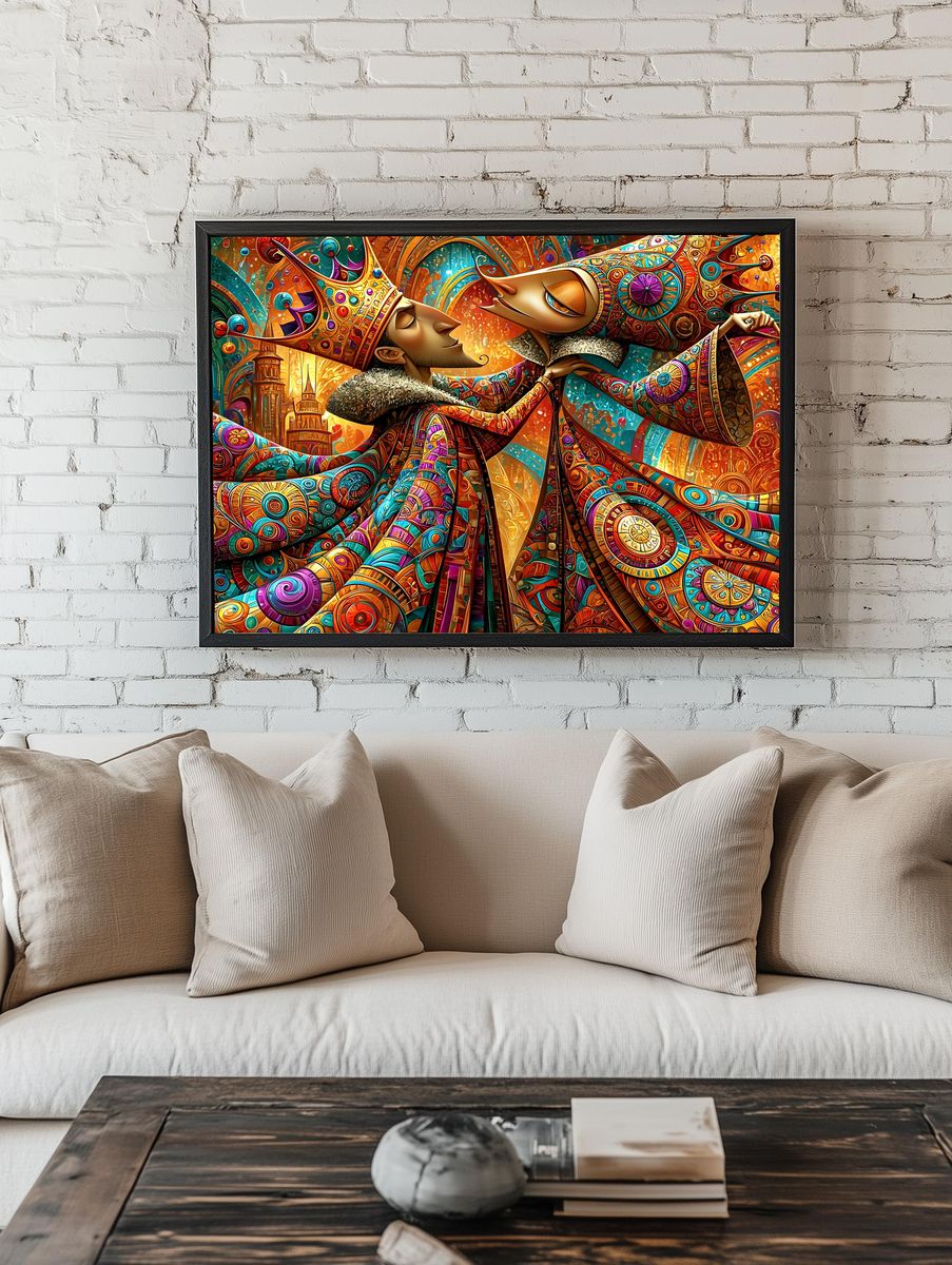 Crowned Lovers Surrealism Poster. — room view 1