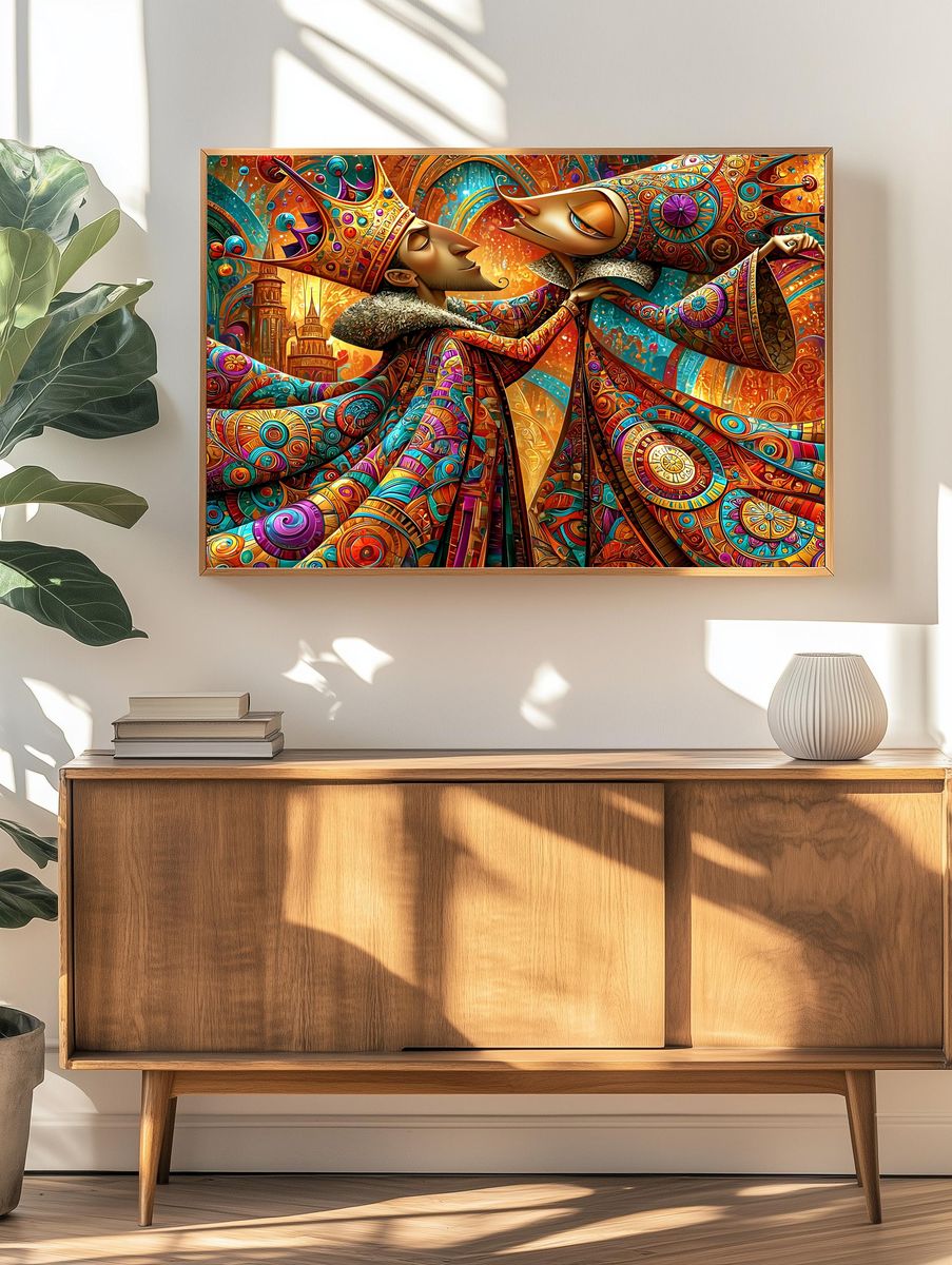 Crowned Lovers Surrealism Poster. — room view 3