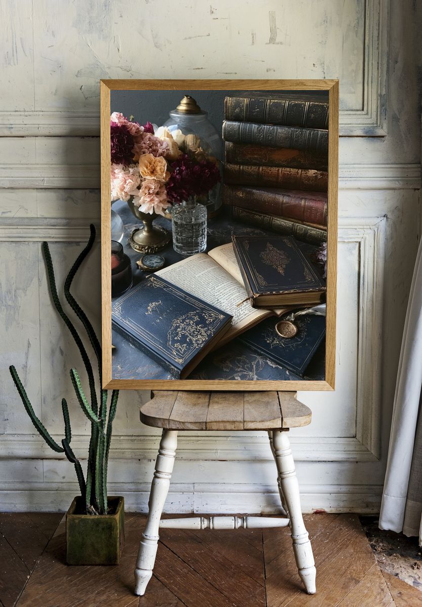 Dark Academia Still Life Poster. — room view 1