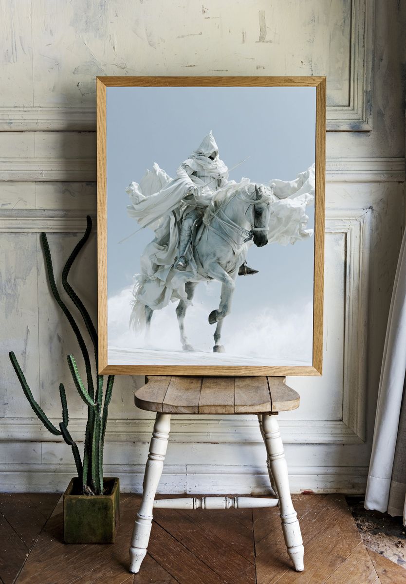 White Horse Rider Surrealism Print. — room view 1