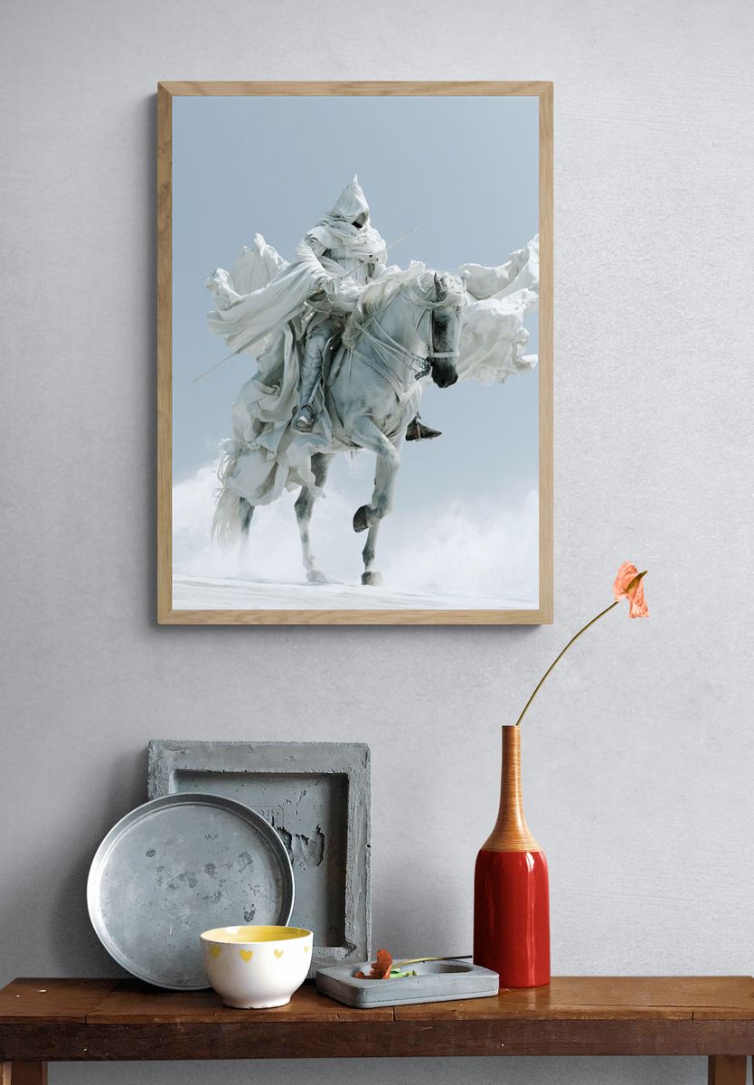 White Horse Rider Surrealism Print. — room view 3