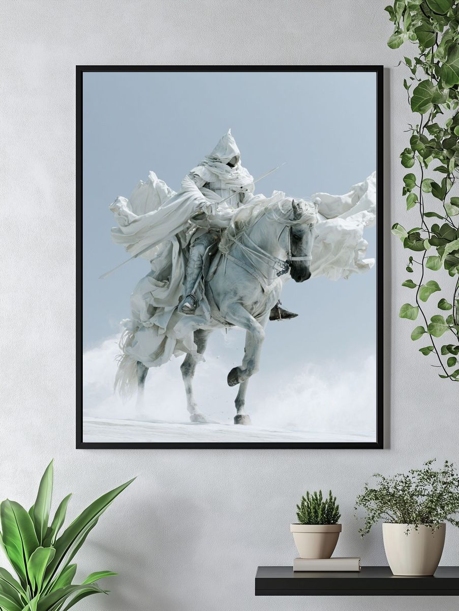 White Horse Rider Surrealism Print. — room view 4