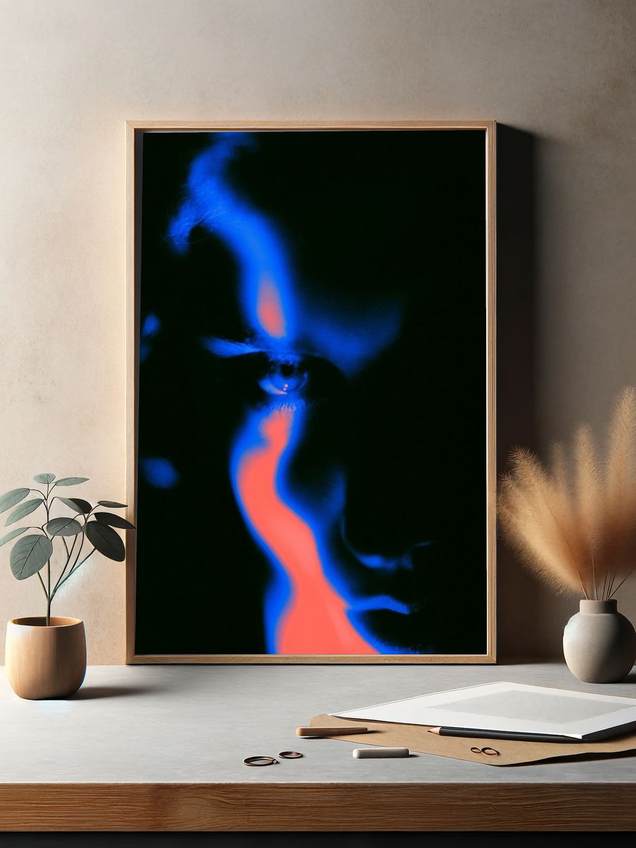 Neon Face Abstract Poster. — room view 2