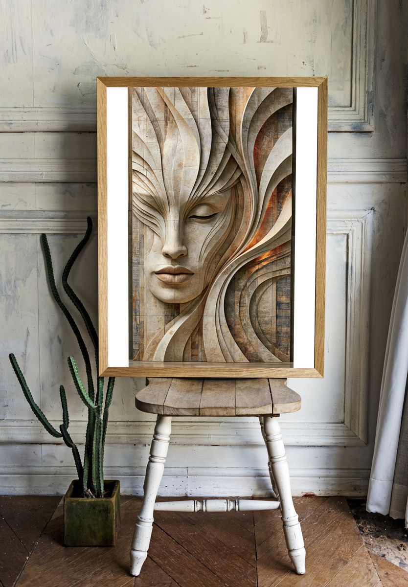 Abstract Stone Face Fine-Art Poster. — room view 1