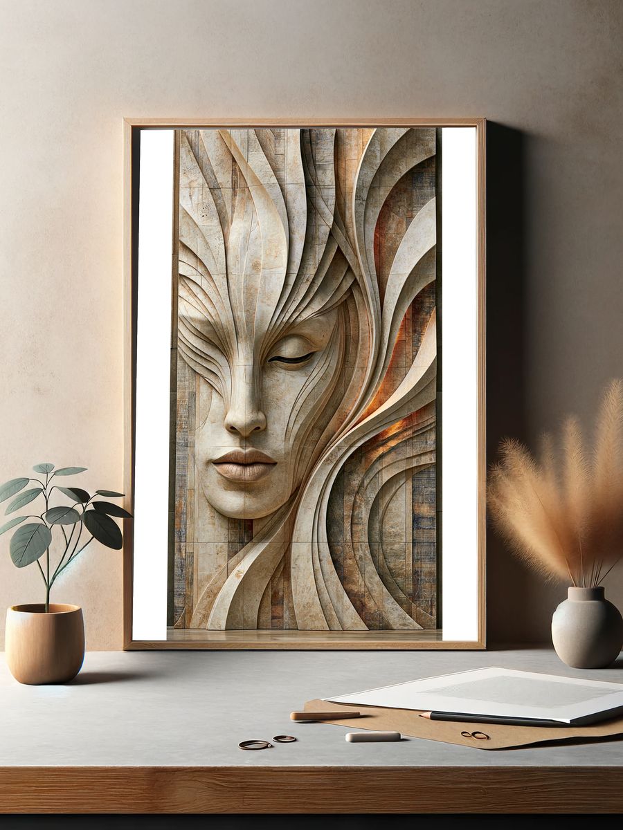 Abstract Stone Face Fine-Art Poster. — room view 2