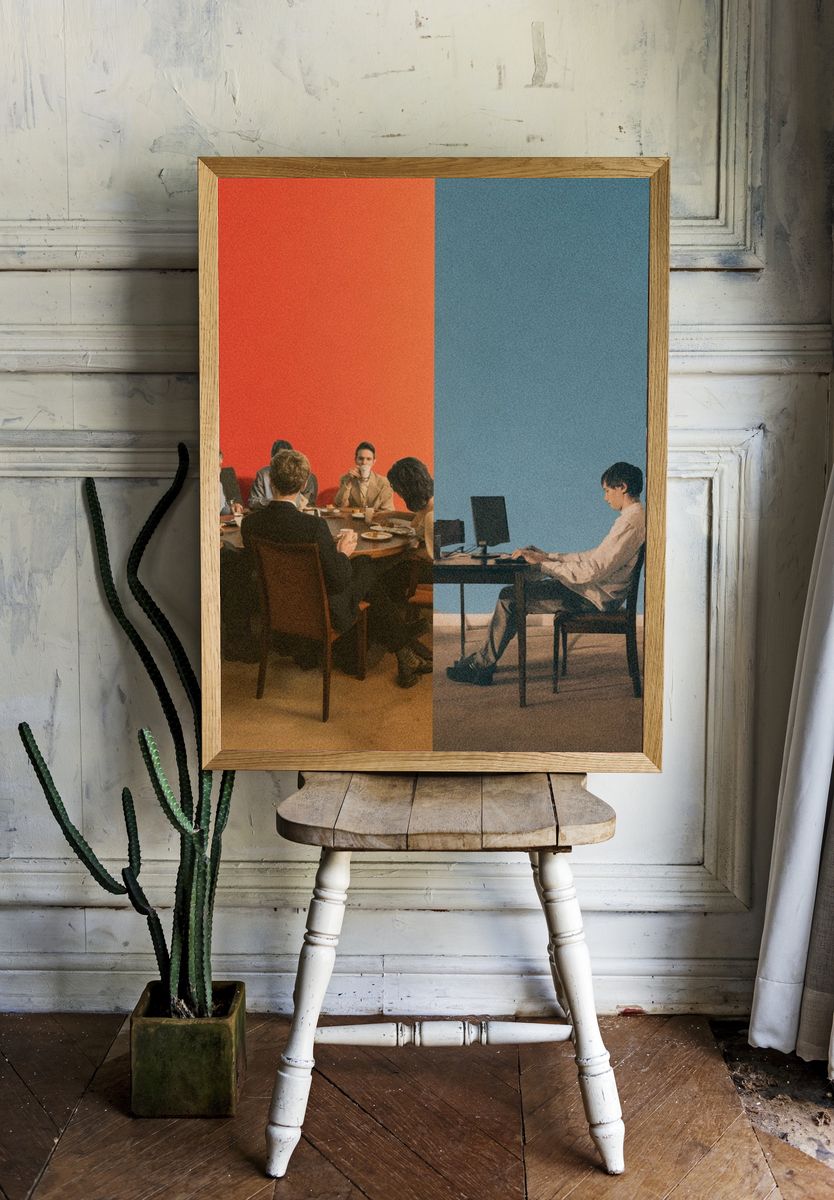 Split Scene Dinner and Desk Poster. — room view 1