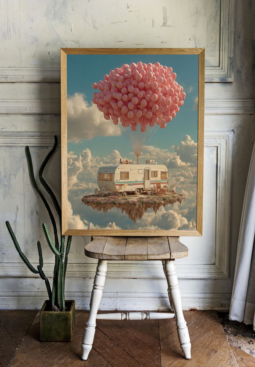 Floating Caravan Dreamscape Print. room preview