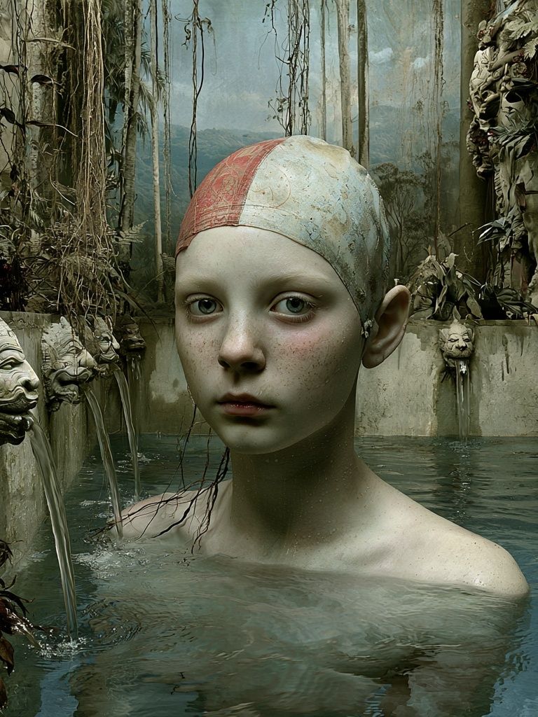 Surreal Forest Bath Portrait Print. poster — fine-art art
