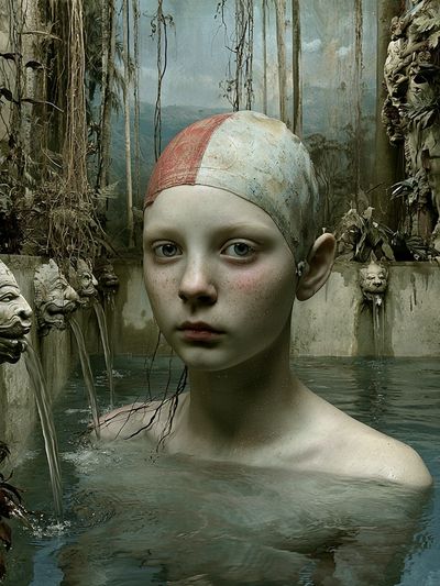 Surreal Forest Bath Portrait Print. poster