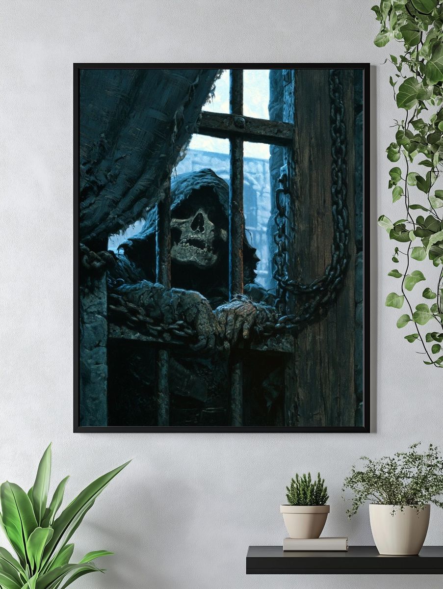 Caged Skeleton Horror Print. — room view 4