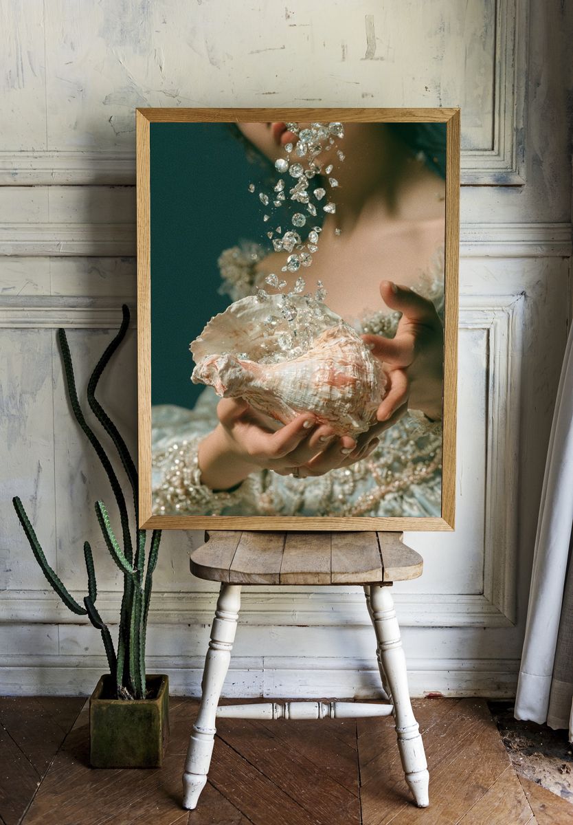 Seashell Crystal Portrait Print. room preview