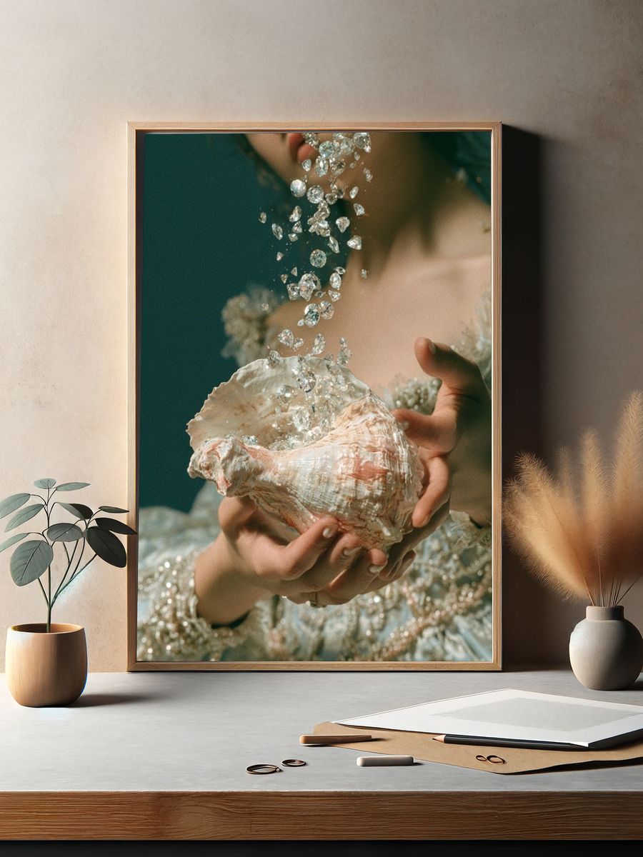 Seashell Crystal Portrait Print. — room view 2