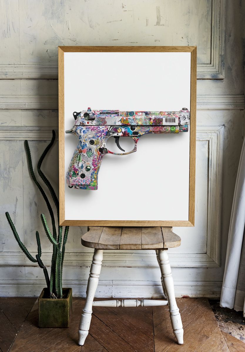 Graffiti Pistol Contemporary Print. — room view 1