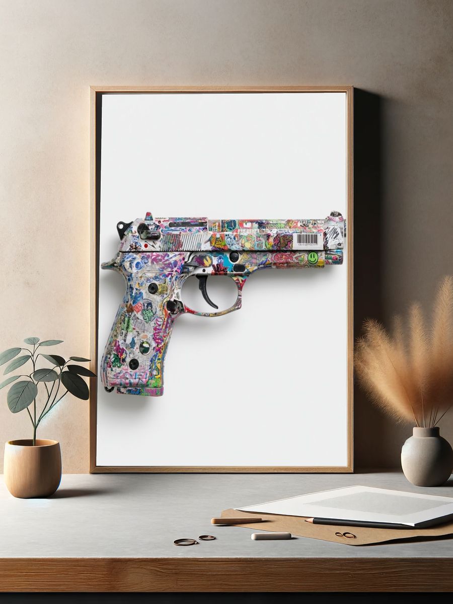 Graffiti Pistol Contemporary Print. — room view 2
