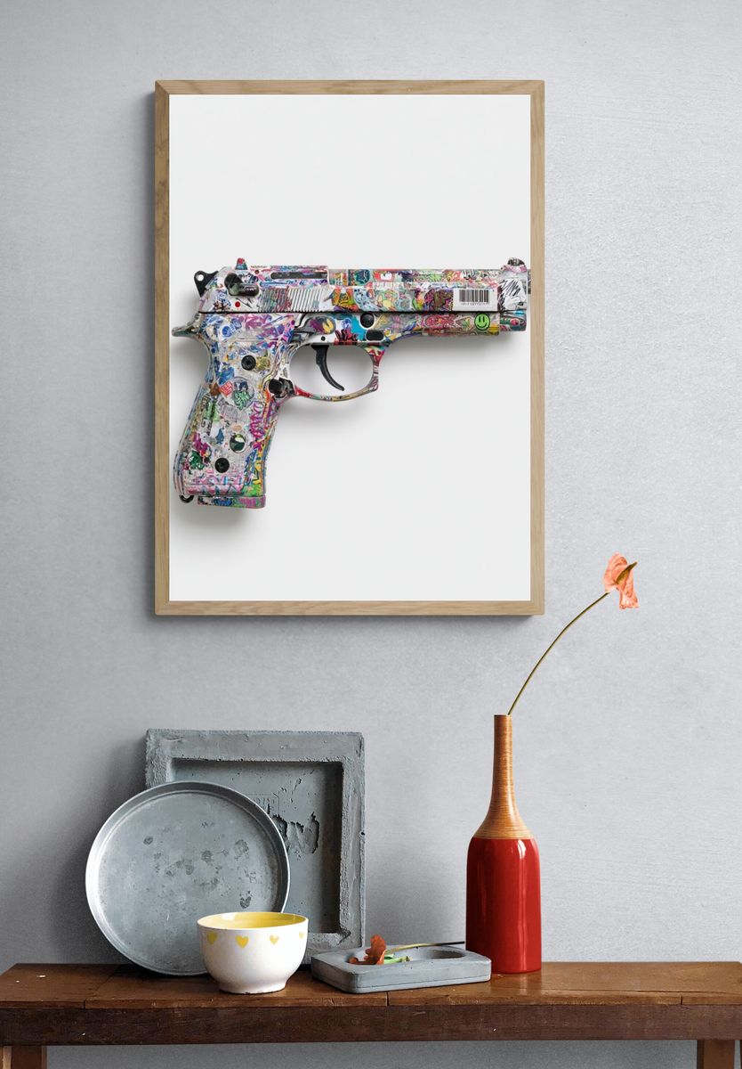 Graffiti Pistol Contemporary Print. — room view 3