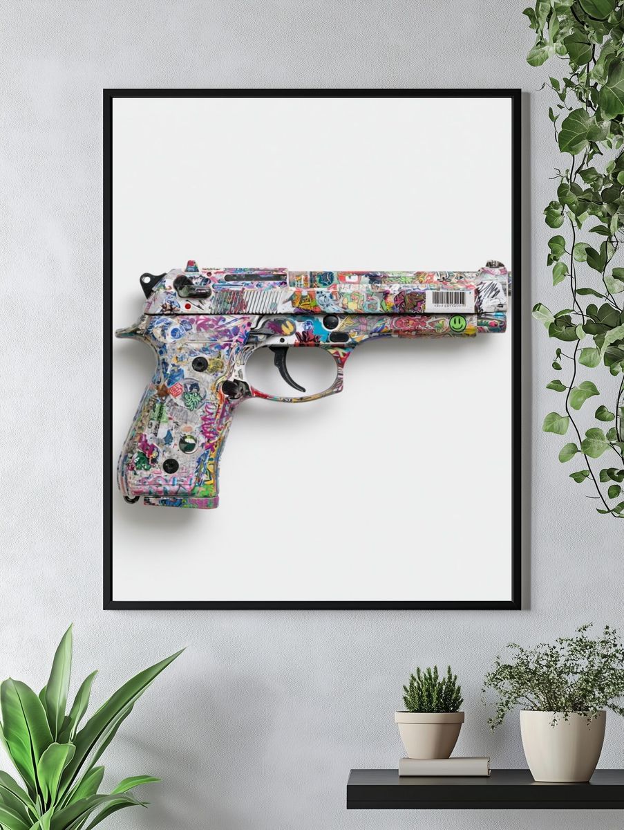 Graffiti Pistol Contemporary Print. — room view 4