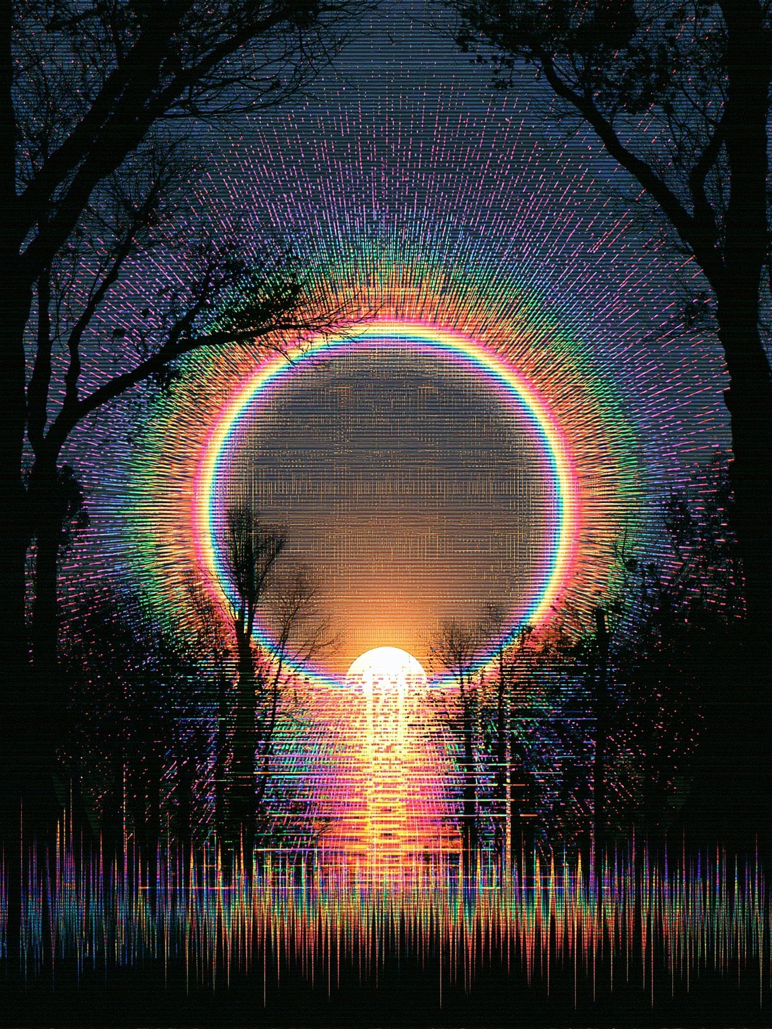 Neon Eclipse Forest Poster. poster — fine-art art