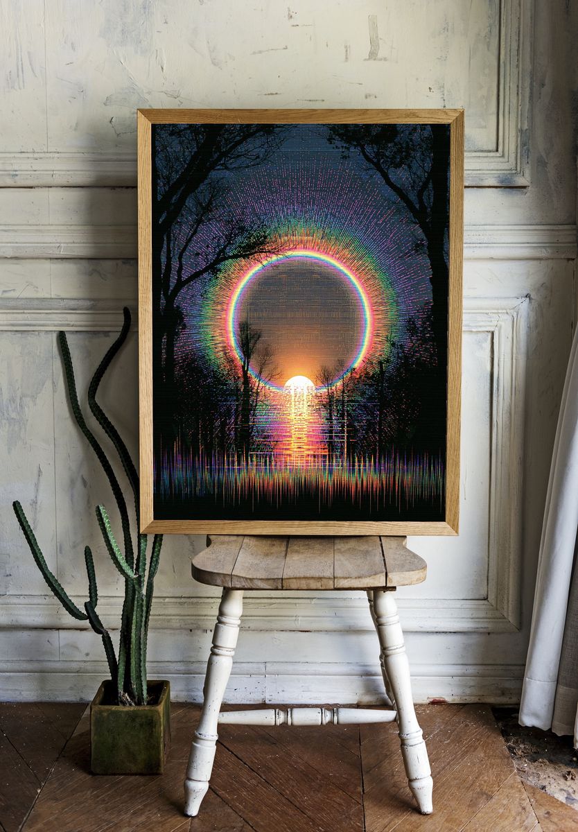 Neon Eclipse Forest Poster. — room view 1