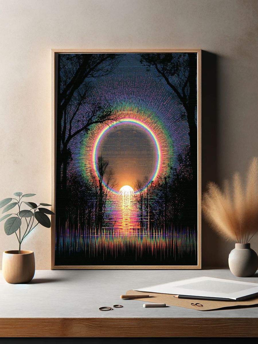 Neon Eclipse Forest Poster. — room view 2