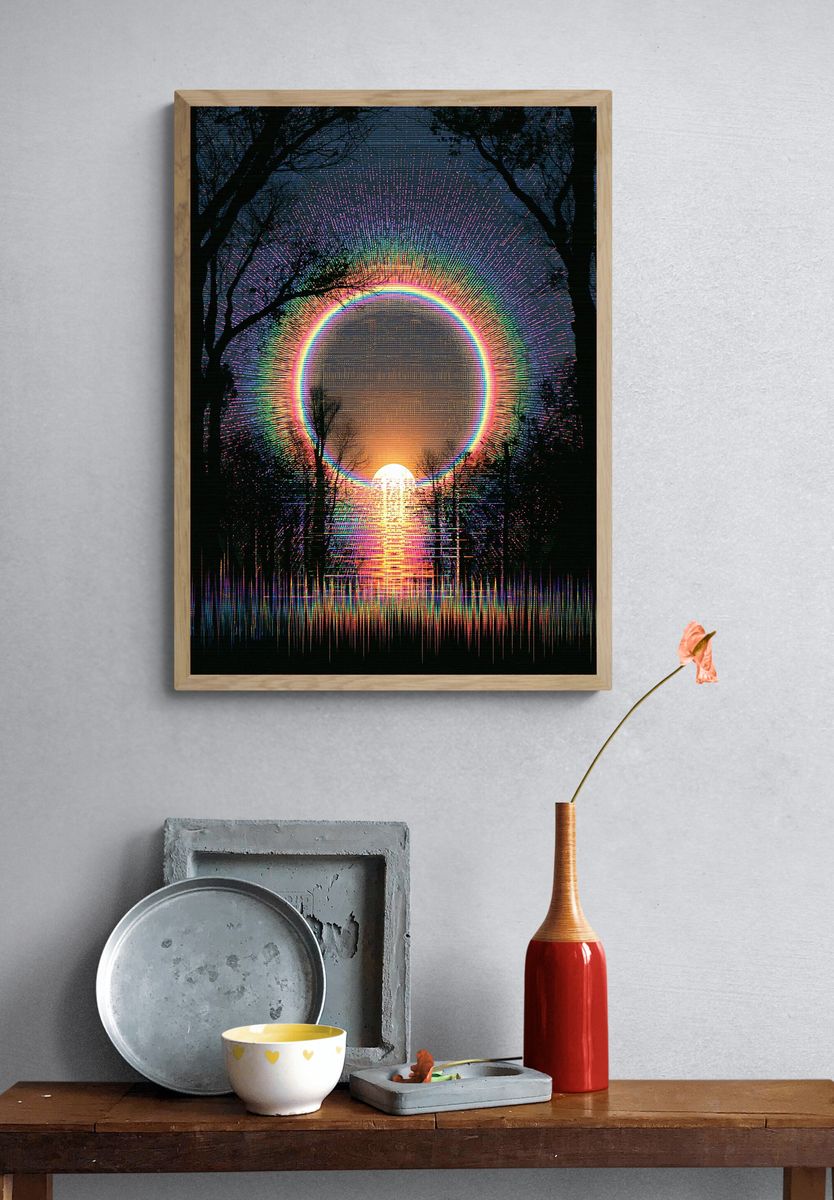 Neon Eclipse Forest Poster. — room view 3