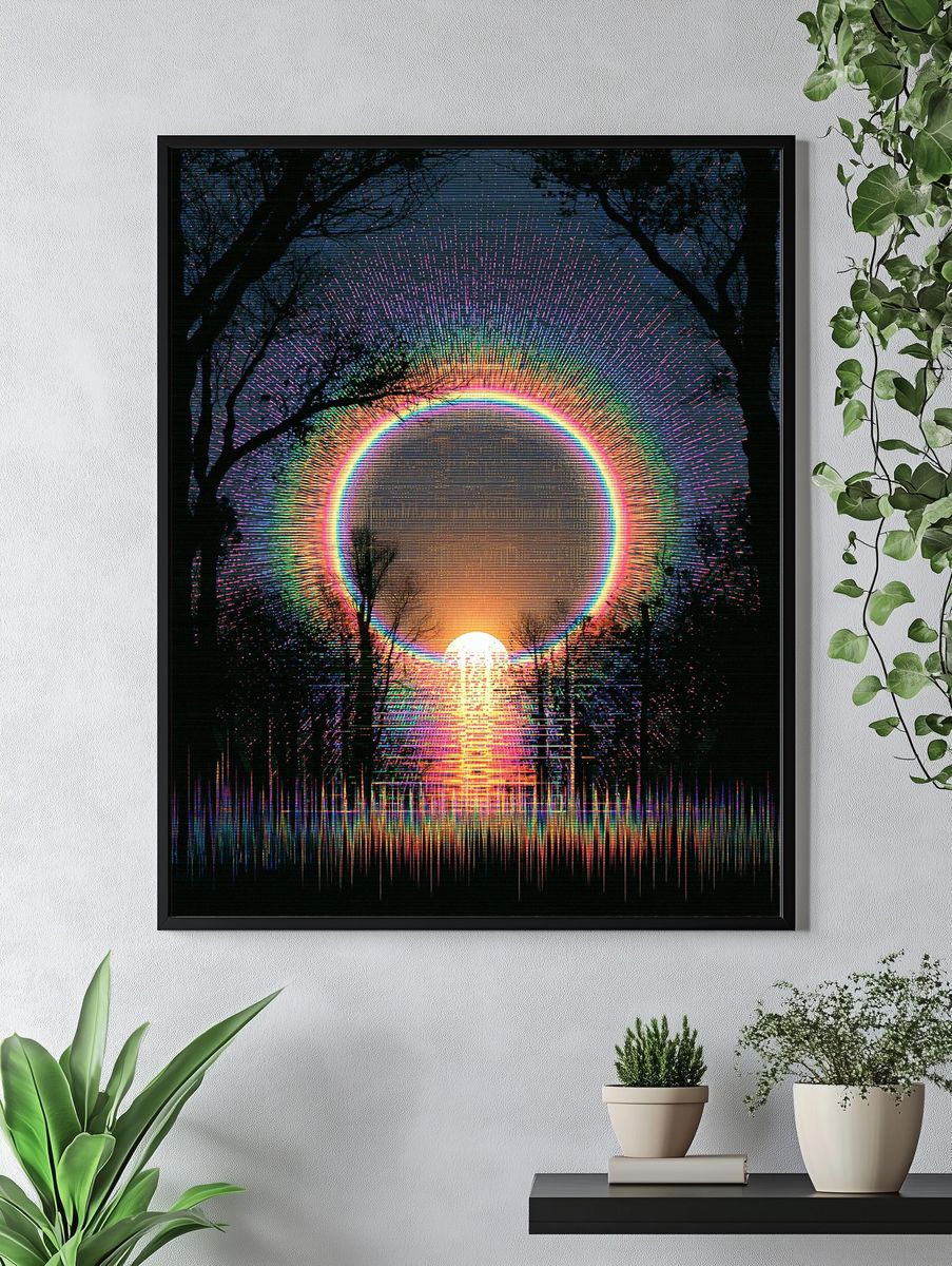 Neon Eclipse Forest Poster. — room view 4