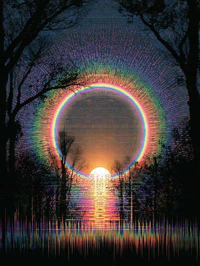 Neon Eclipse Forest Poster. poster