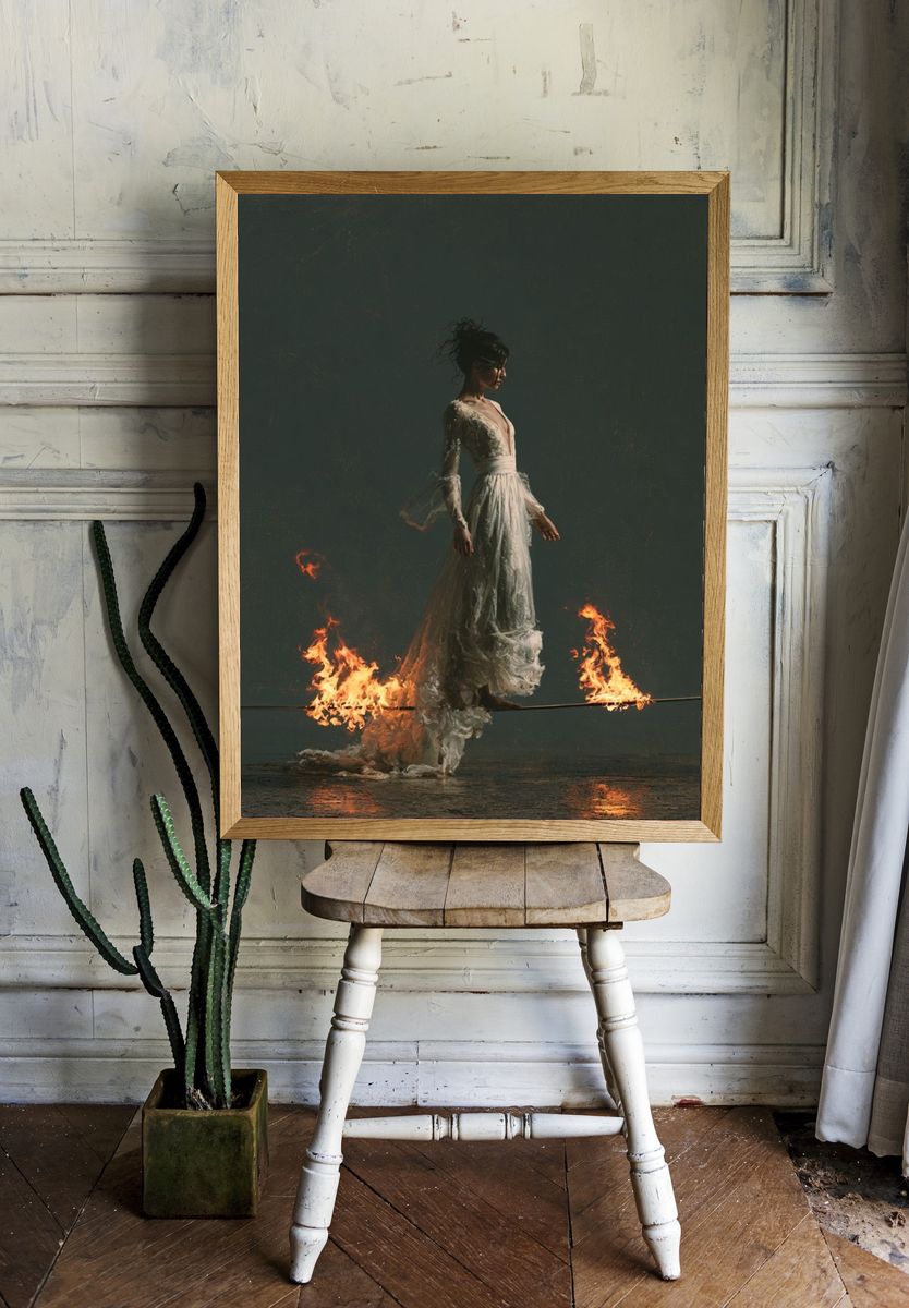 Burning Balance Surrealism Print. room preview
