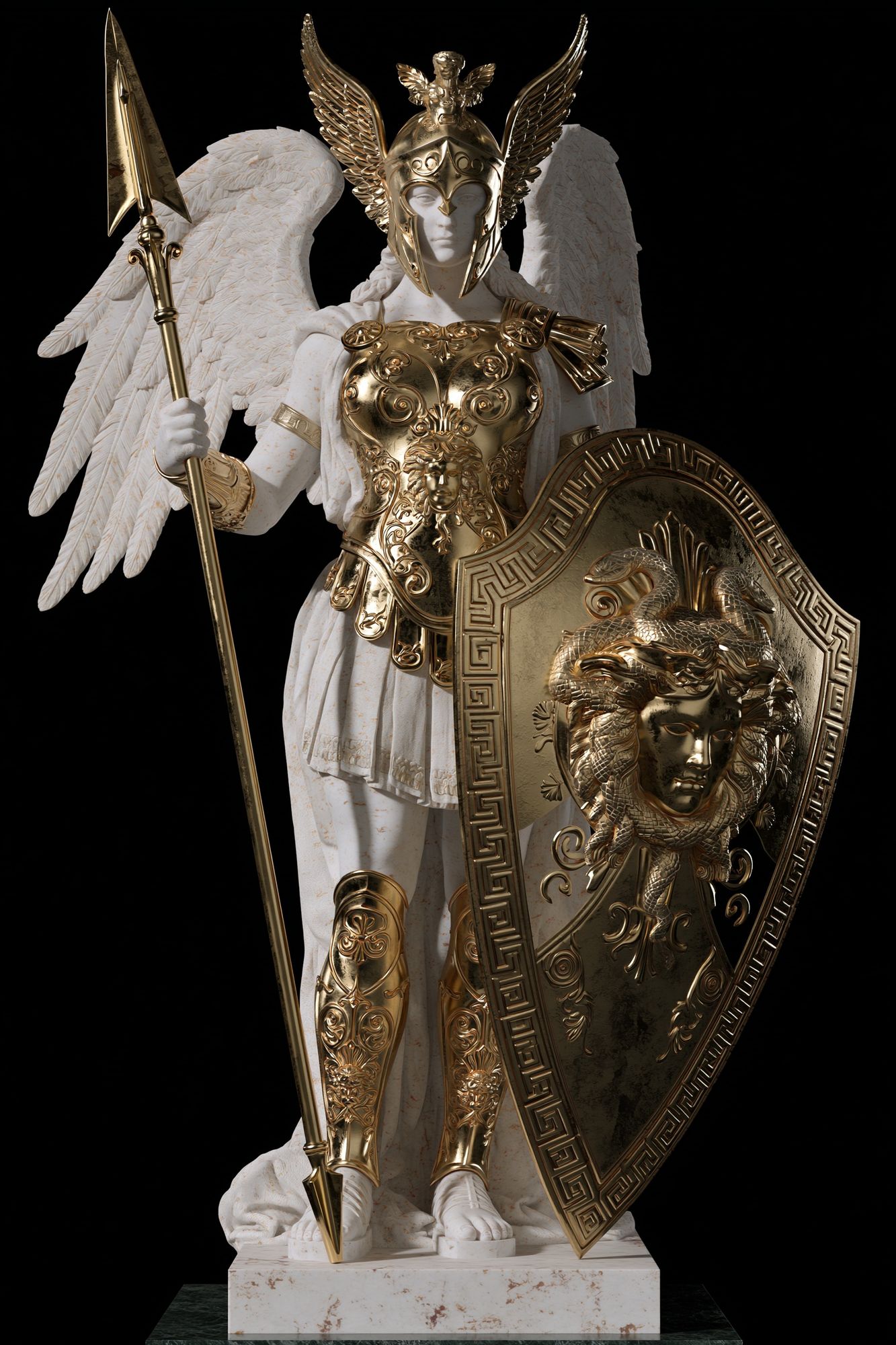 Golden Athena Statue Poster. poster detail