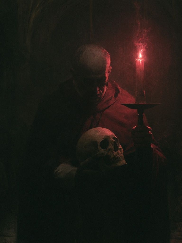Candlelit Skull Portrait Poster. poster — fine-art art