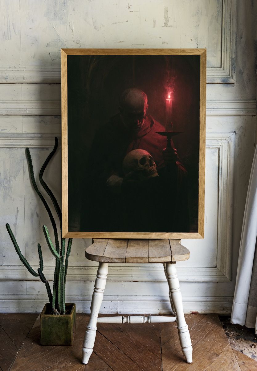 Candlelit Skull Portrait Poster. — room view 1
