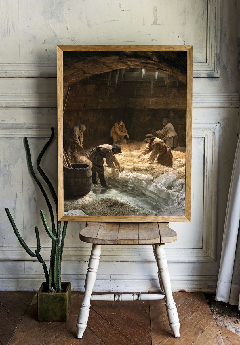 Ice Harvesting Cave Scene Poster. — room view 1