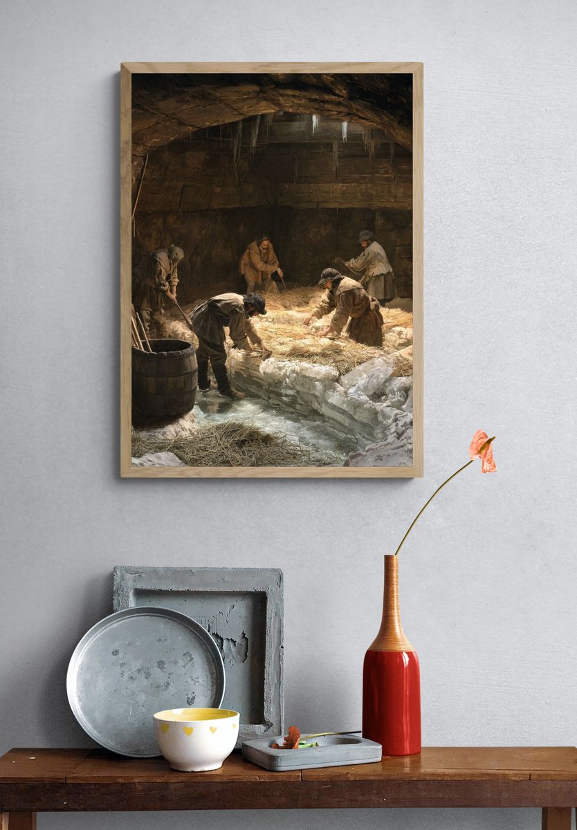 Ice Harvesting Cave Scene Poster. — room view 3