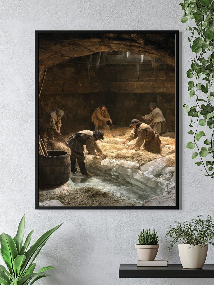 Ice Harvesting Cave Scene Poster. — room view 4